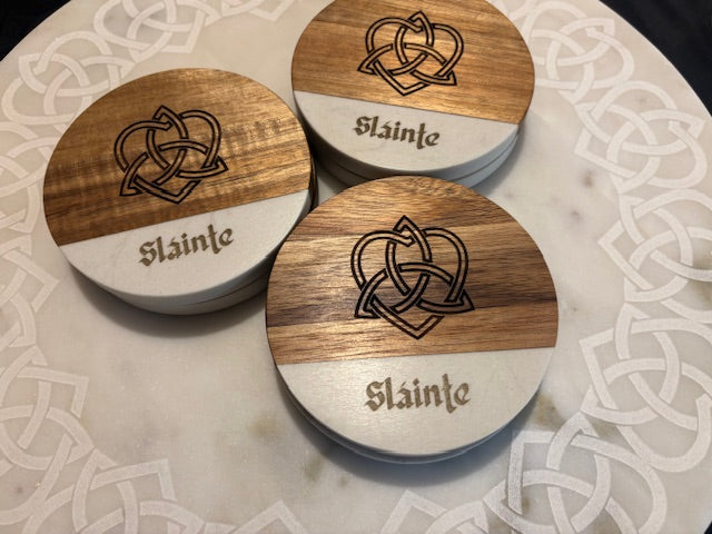 14" Marble Turntable & matching coaster set