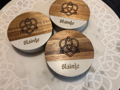 14" Marble Turntable & matching coaster set