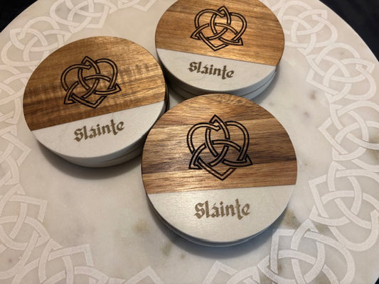 14" Marble Turntable & matching coaster set