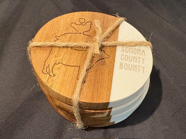 Acacia & Marble Coasters 4 pcs Set